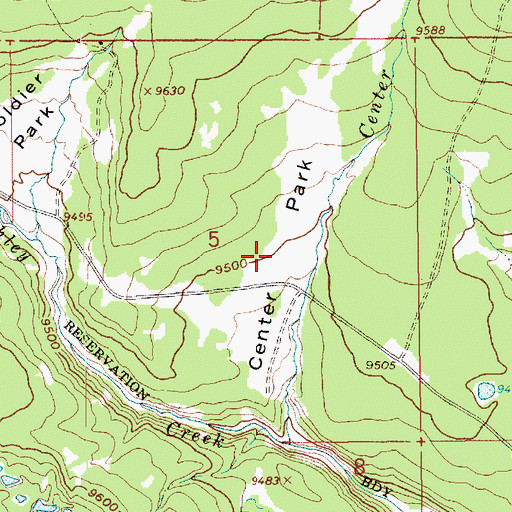Topographic Map of Center Park, UT