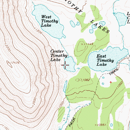 Topographic Map of Center Timothy Lake, UT