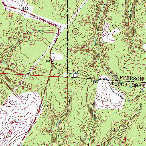 Topographic Map of Allen School (historical), AL