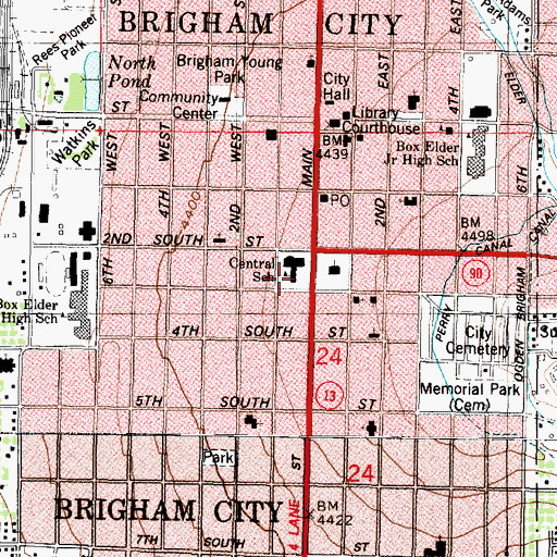 Topographic Map of Central School, UT