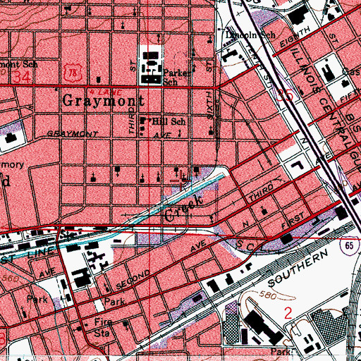 Topographic Map of Antioch Baptist Church, AL
