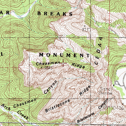 Topographic Map of Chessmen Ridge, UT
