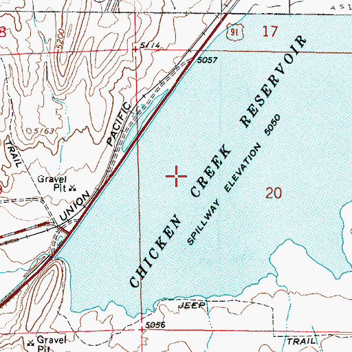 Topographic Map of Chicken Creek Reservoir, UT