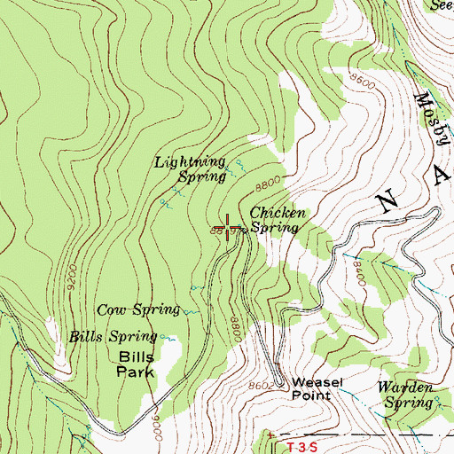 Topographic Map of Chicken Spring, UT