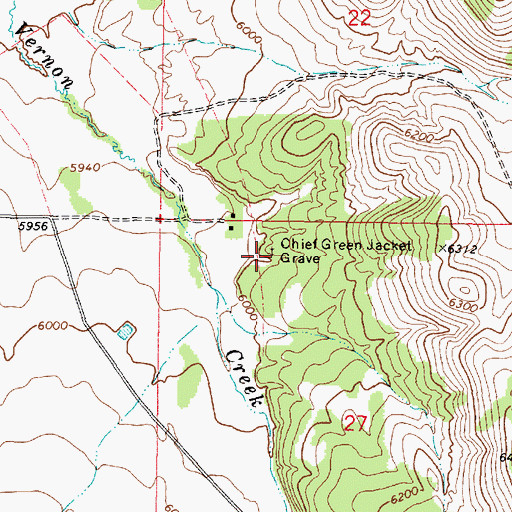Topographic Map of Chief Green Jacket Grave, UT