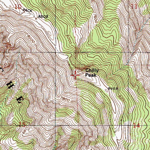 Topographic Map of Chilly Peak, UT