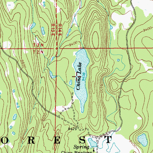 Topographic Map of China Lake, UT