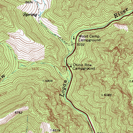 Topographic Map of China Row Campground, UT