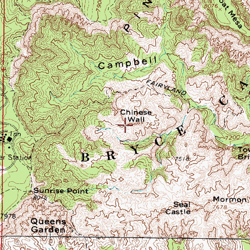 Topographic Map of Chinese Wall, UT