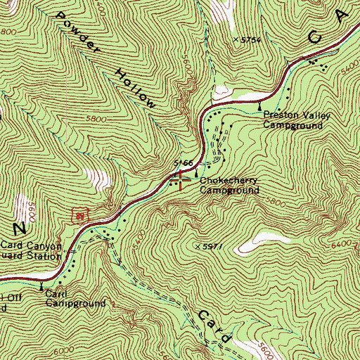 Topographic Map of Chokecherry Campground, UT