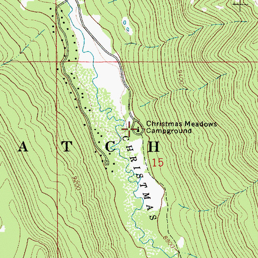 Topographic Map of Christmas Meadows Campground, UT
