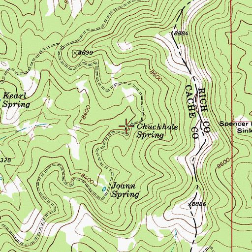 Topographic Map of Chuckhole Spring, UT
