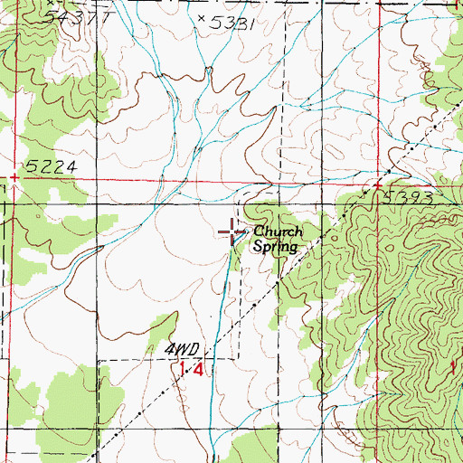 Topographic Map of Church Spring, UT