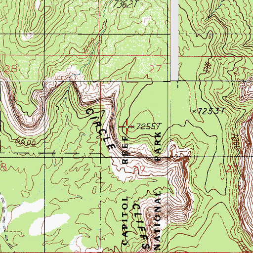 Topographic Map of Circle Cliffs, UT
