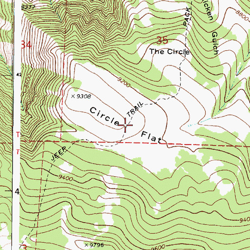 Topographic Map of Circle Flat, UT
