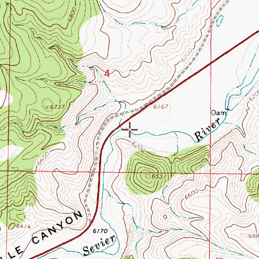 Topographic Map of Circleville Canyon, UT