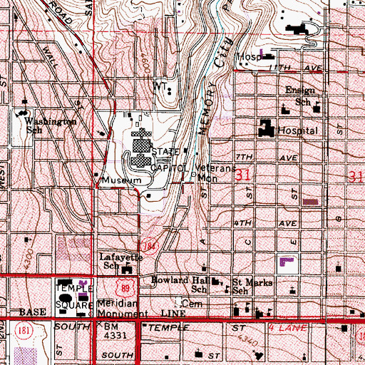 Topographic Map of City Creek Canyon, UT
