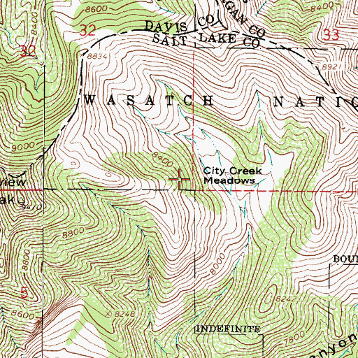 Topographic Map of City Creek Meadows, UT