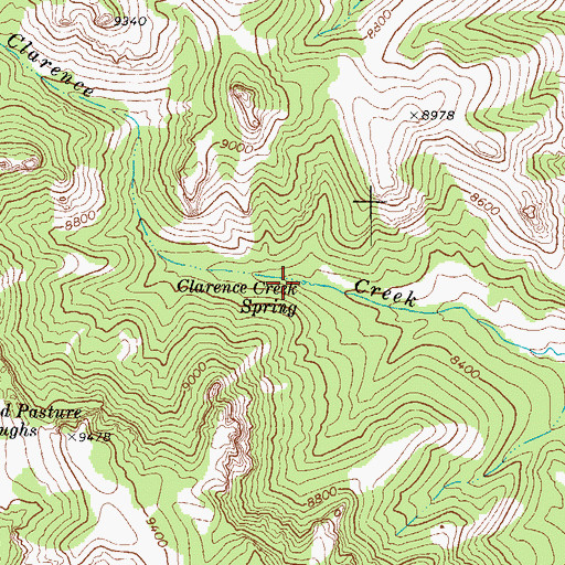 Topographic Map of Clarence Creek Spring, UT
