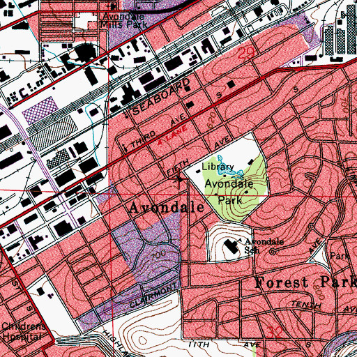 Topographic Map of Avondale United Methodist Church, AL