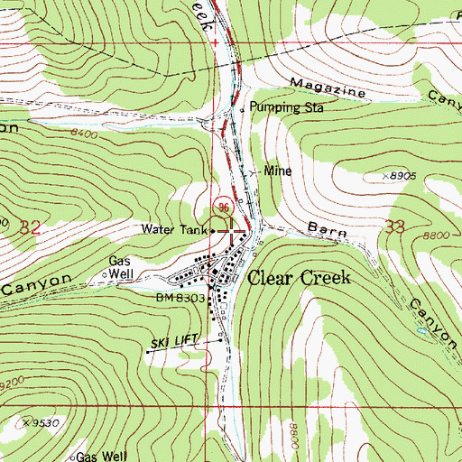 Topographic Map of Clear Creek, UT
