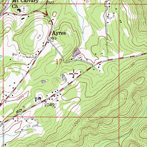Topographic Map of Ayres Estates, AL