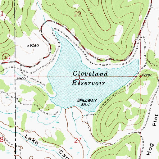 Topographic Map of Cleveland Reservoir, UT