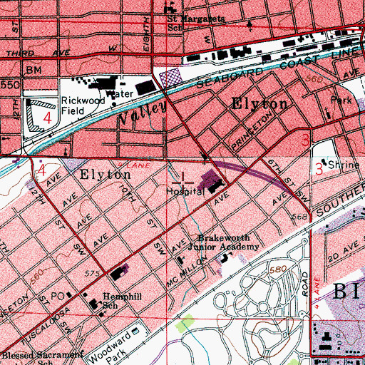 Topographic Map of Baptist Medical Center Princeton, AL