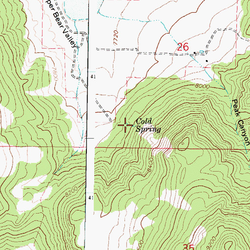 Topographic Map of Cold Spring, UT
