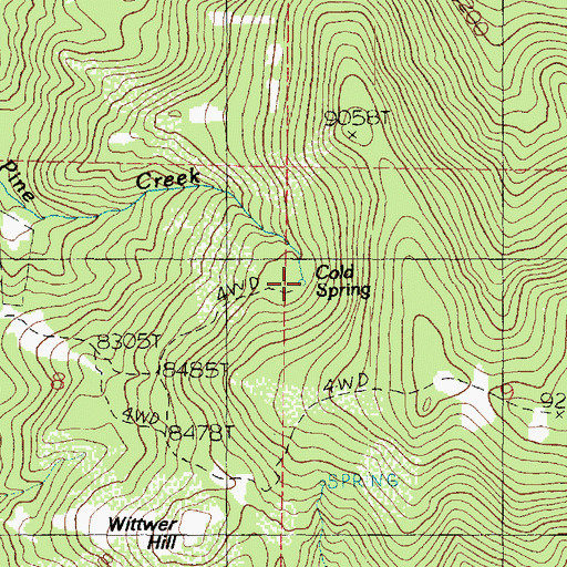 Topographic Map of Cold Spring, UT