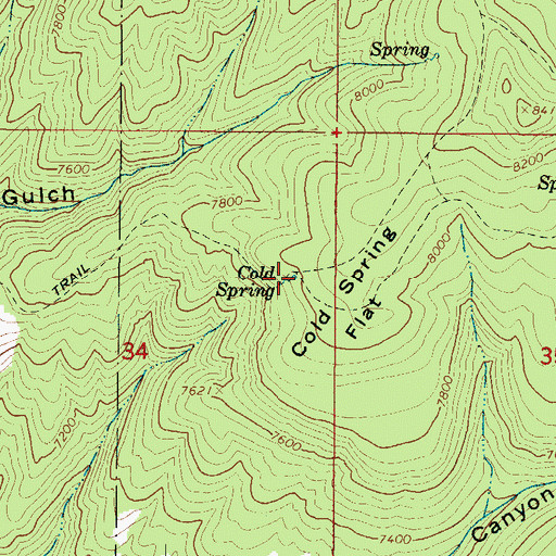 Topographic Map of Cold Spring, UT