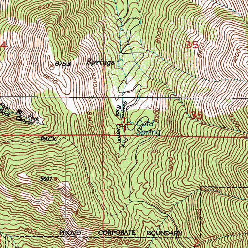 Topographic Map of Cold Spring, UT