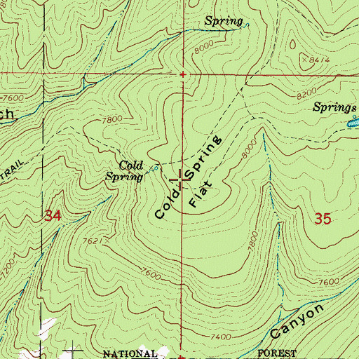 Topographic Map of Cold Spring Flat, UT