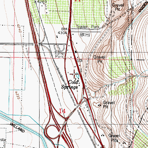 Topographic Map of Cold Springs, UT