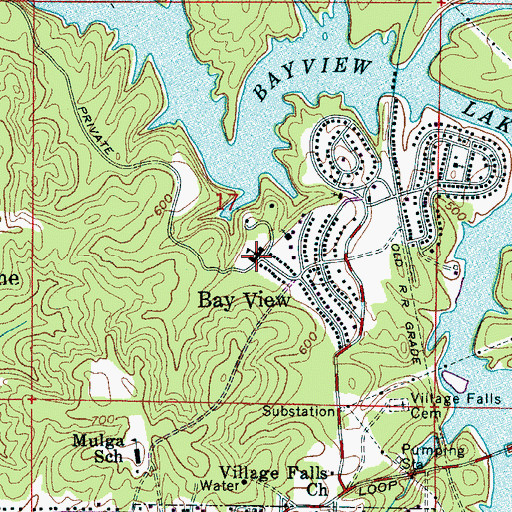 Topographic Map of Bayview Elementary School, AL