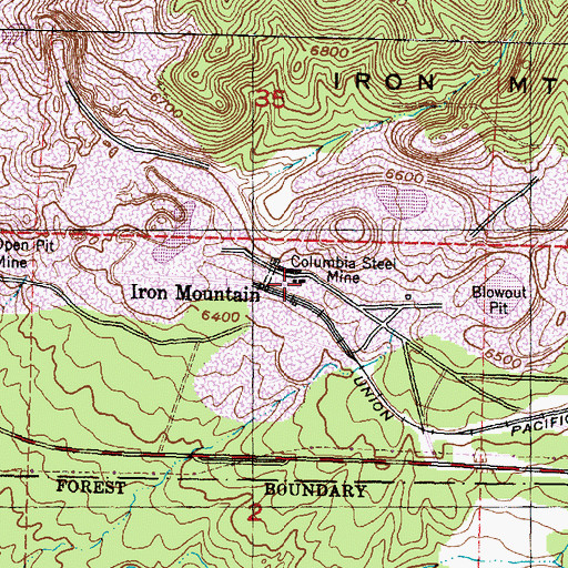 Topographic Map of Columbia Steel Mine, UT