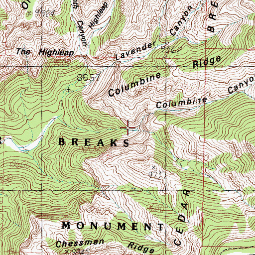 Topographic Map of Columbine Canyon, UT