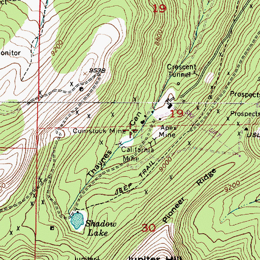 Topographic Map of Comstock Mine, UT