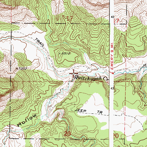 Topographic Map of Convulsion Canyon, UT