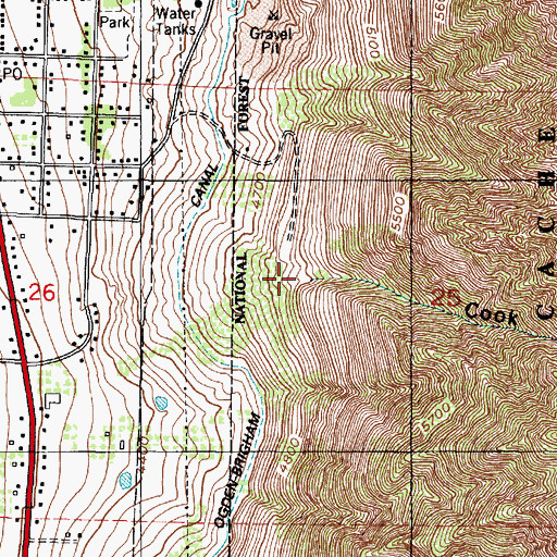 Topographic Map of Cook Canyon, UT