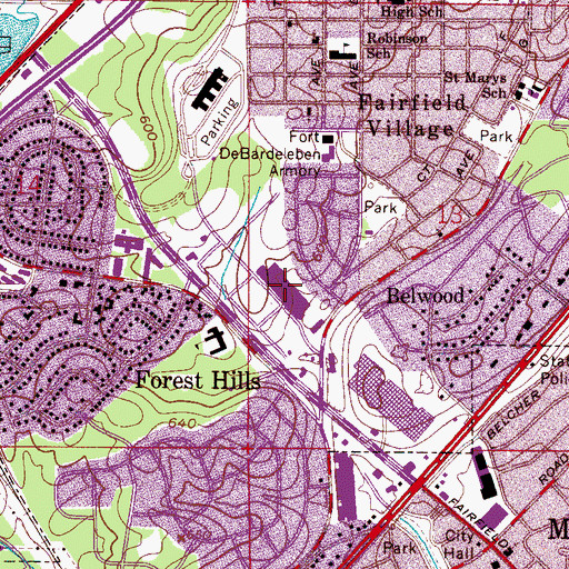 Topographic Map of Bellview Plaza West Shopping Center, AL