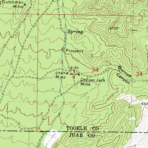 Topographic Map of Copper Jack Mine, UT