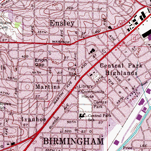 Topographic Map of Belview Heights Church of Christ, AL
