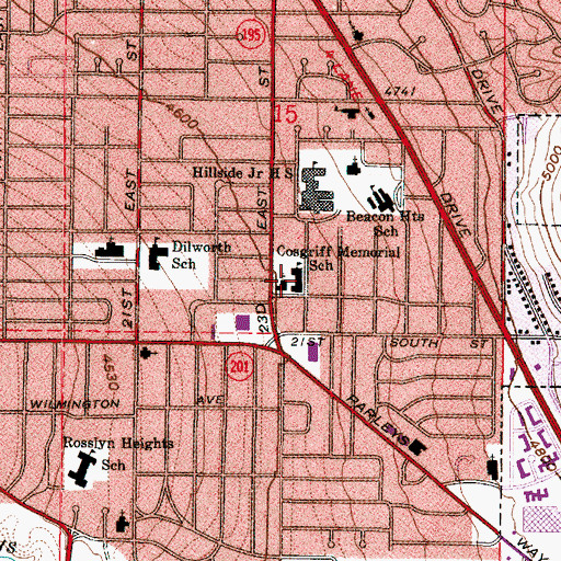 Topographic Map of J E Cosgriff Memorial Catholic School, UT