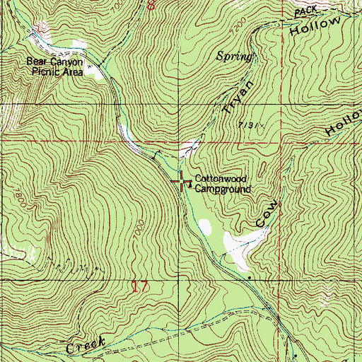 Topographic Map of Cottonwood Campground, UT