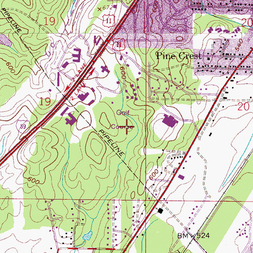 Topographic Map of Bessemer Municipal Golf Course, AL