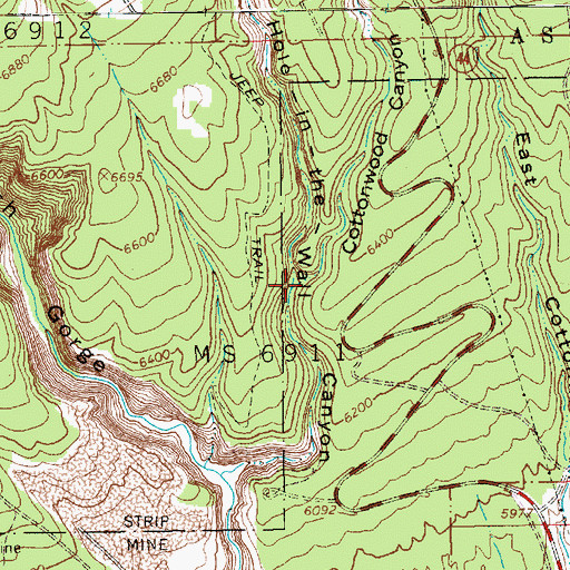 Topographic Map of Cottonwood Canyon, UT