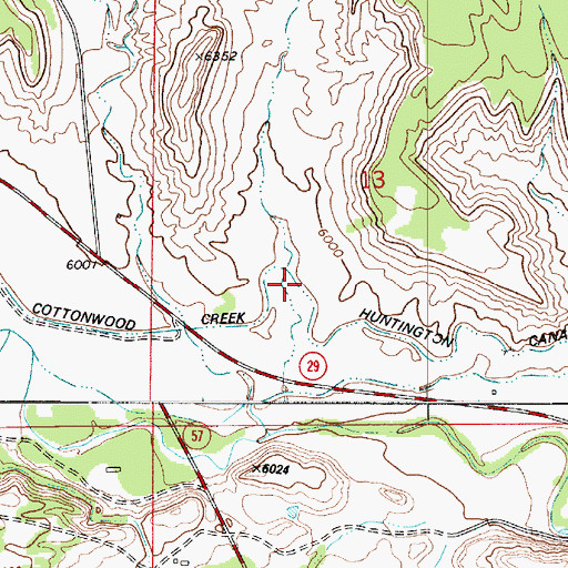 Topographic Map of Cottonwood Creek Huntington Canal, UT