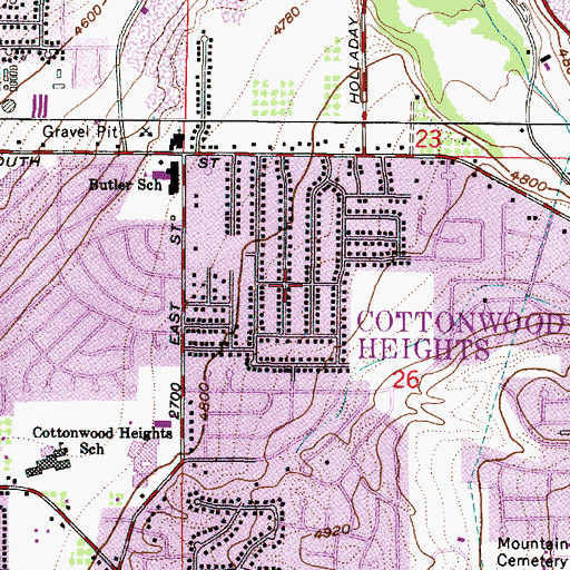 Topographic Map of Cottonwood Heights, UT