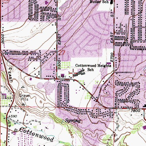 Topographic Map of Cottonwood Heights School, UT